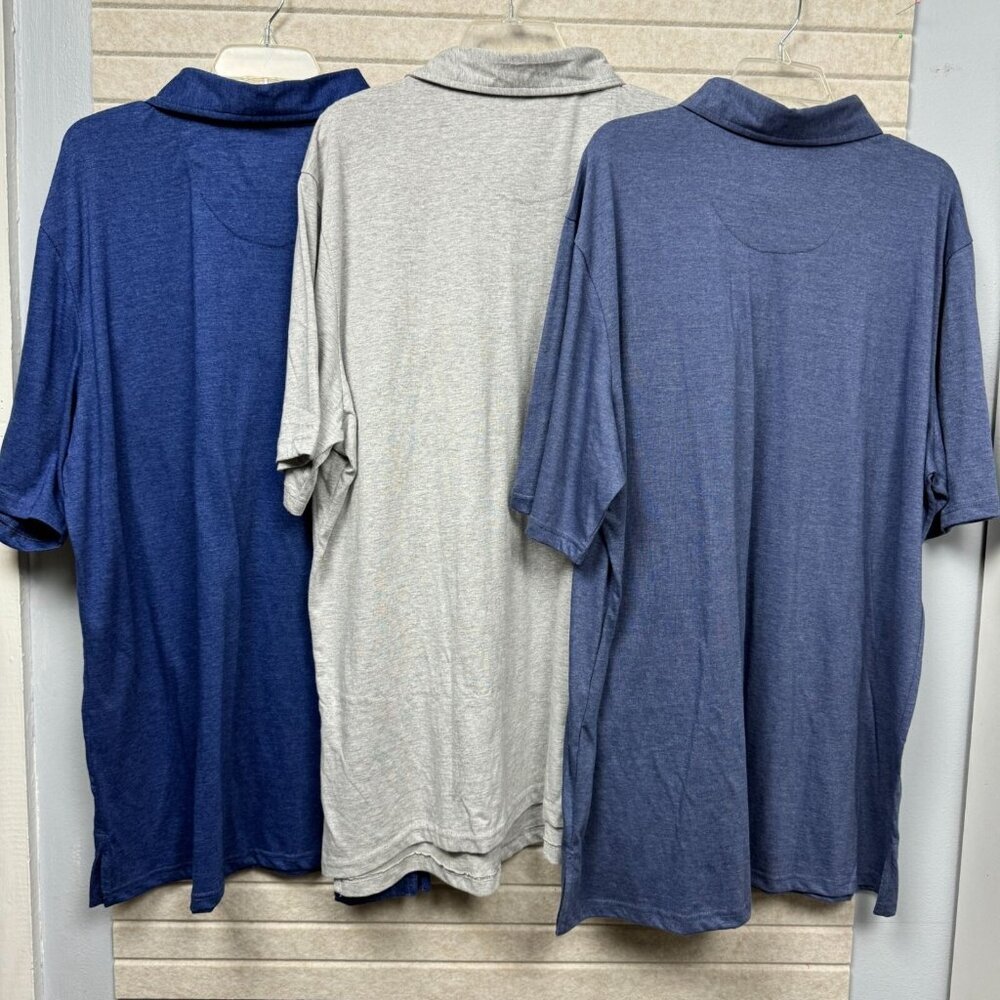 KingSize Men’s XL Heathered Short Sleeve Polo Shirts Lot of 3 Blue & Gray - Picture 2 of 9